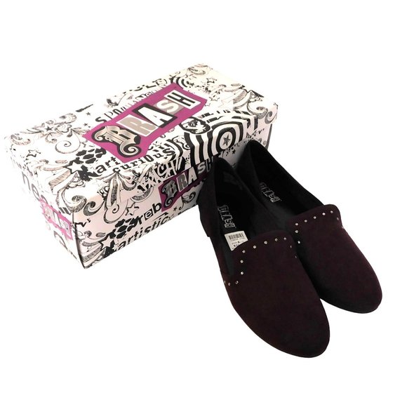 Brash Dilly Loafer Flat Shoes Black Violet Studs Womens Size 8.5 New with Box - Picture 9 of 10
